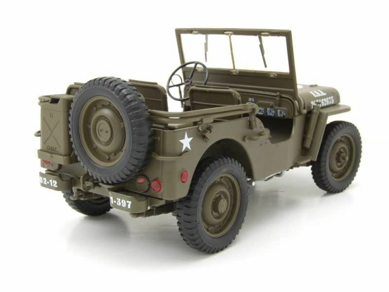 SAST Jeep Willys Ouverte US Army 1/18 en Métal D-Day Opération Overlord