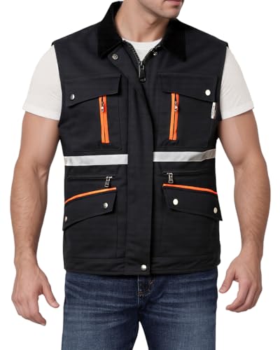 Image of Tool Vest for Men Electrician Reflective Work Vest Carpenters Multi-Pockets Safety Vests