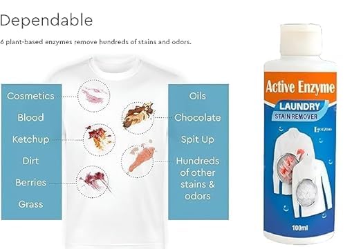 Image of Active Enzyme Stain Remover Spray for Clothes, Sofa & Car Seats | Tough Spot Cleaner for Laundry, Upholstery & Fabric Stains (Pack Of 1)