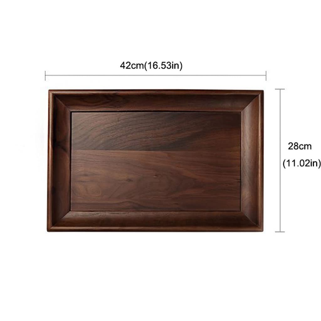 DCYEQRQ Coffee Table Tray ElegantServing Tray Portable Breakfast Dinner Tray, Dining Tray Black Walnut Plate Large Tea Plate Tea Set Fruit Plate Serving TrayBreakfa