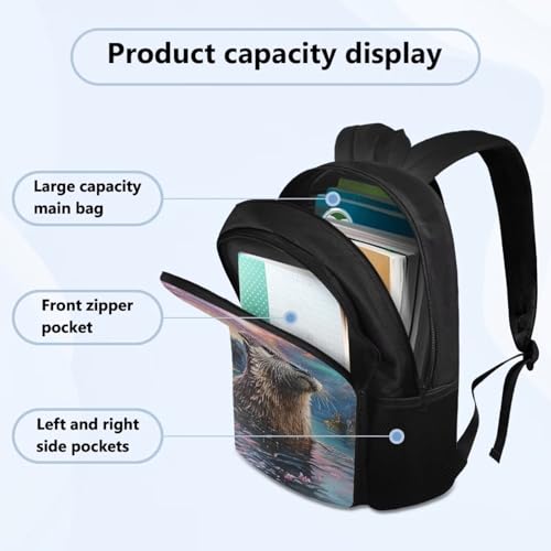 Sea Otter Boys Backpack for Kids Children Teens Galaxy Elementary Middle School Backpack Primary School Bookbag for Girls Back to School Backpack 17inch,Waterproof Lightweight4