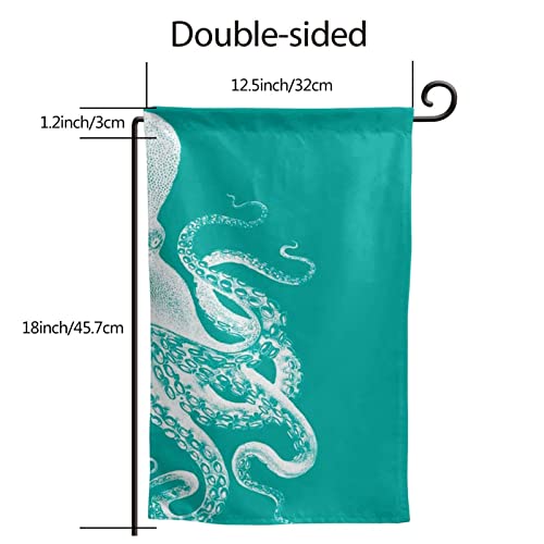 Drapeau de jardin pieuvre verte avec impression double face haute densité - 4