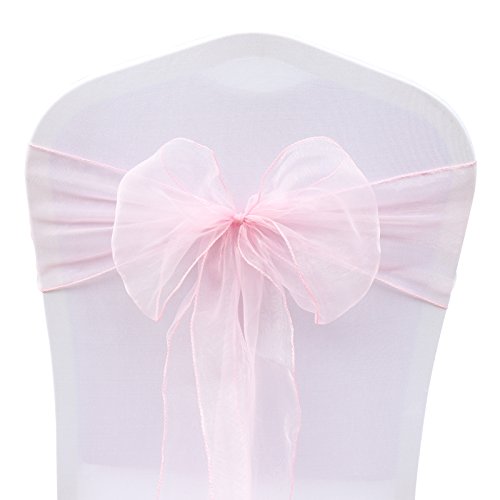 HEMEIREN Lot de 25 Ceintures de Chaise en Organza, 18 x 275 cm, Arcs de Chaise, Ceintures Housse de Chaise pour Mariage, Réception, Banquet, Fête, Hôtel,...