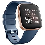 Tobfit Compatible Bands Replacement for Fitbit Versa, Silicone Wristbands Versa Accessories for Women and Men (Blue, Small)