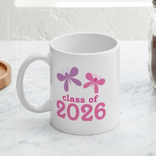 CafePress Class Of 2026 Graduate Butterflies 11 oz (325 ml) Ceramic Coffee Mug