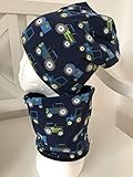  Set Beanie Kinder Loop Schal Mütze Autos Traktor TrekkerSet