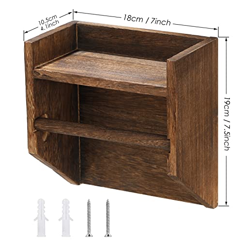 Pitmoly SMZJJ-N Toilet Paper Holder With Storage, Bathroom Wall Mount Toilet Paper Stand With Phone Shelf, Rustic Wood Toilet Paper Roll Holder, Farmhouse Tissue Holder Toilet Paper Dispenser thumb #4