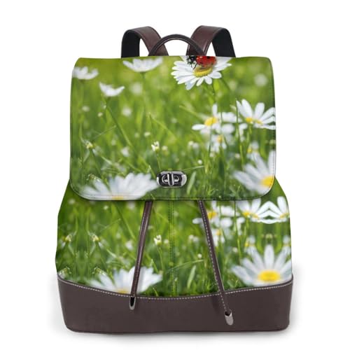 Sac à dos en cuir noir de haute qualité style Ladybug Daisy pour ordinateur et voyages