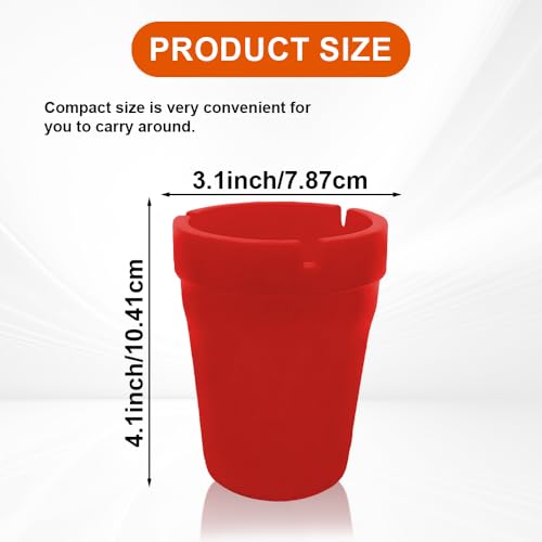 Image of Car Ashtray, Smokeless Smellproof Windproof Self-Extinguishing Auto Ashtray, Portable Mini Vehicle Cigarette Trash Can for Most Cup Holder, Universal Car Accessories for Vehicles, Home, Office (Red)