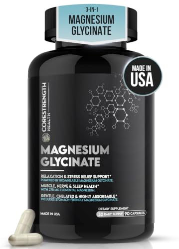 Image of Chelated Magnesium Glycinate Capsules, Magnesium Supplement - 90 Count | Supports calm Sleep, & Muscle Relaxation*, Higher Absorption, Vegan, Non-GMO, Made in USA, Third-Party Tested