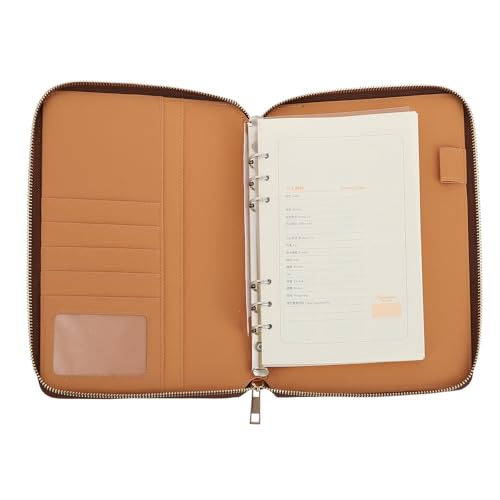 Cuaderno de negocios A5 contra la pérdida de apuntes con bolsa con cremallera y cuero