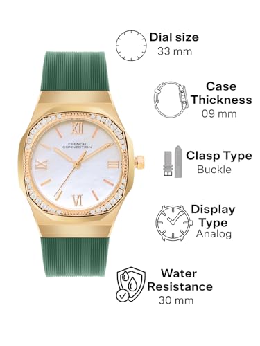 Image of French Connection 3 Hands White Round Dial Silicon Strap | Casual | Premium | MOP Feature | Wrist Watch for Women - FCH002NL