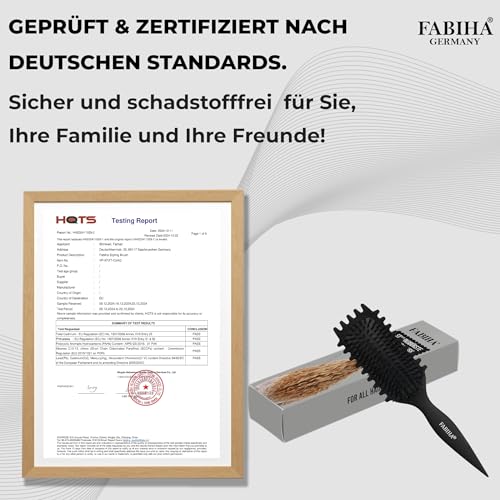 FABIHA® 𝐏𝐑𝐄𝐌𝐈𝐔𝐌 Lockenbürste - curly hair bush - Bio Haarbürste ohne ziepen - Wildschweinborsten Bürste - Die Originale… – Ansicht 5