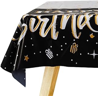 Black Plastic Table Cover 137x274 cm Disposable Plastic Tablecloth Rectangle Table Cover for Indoor or Outdoor Baby Shower, Wedding, Picnic,Christmas,New Year, Halloween, Birthday Party Decorations