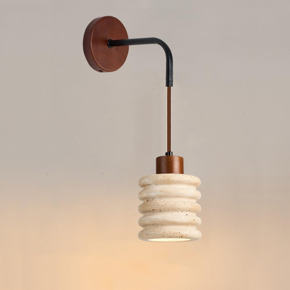 SXECAEPS Wall Sconces Natural Stone Mid Century Modern Fixture Nordic Marble Wood Farmhouse Industrial Hanging Lamp for Bedroom Living Room Hardwired