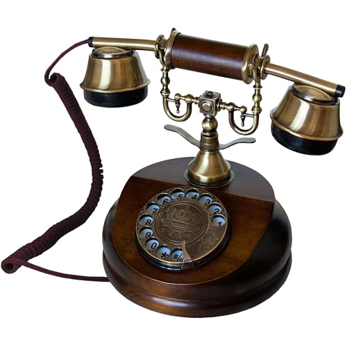 Opis 1921 Cable Model A - Landline Telephone/Retro Phone/Rotary Phone/Vintage Phone/Retro Telephone/Analogue Phone/Home Telephone/Old Fashioned Phone with Wood Body and Metal Bell