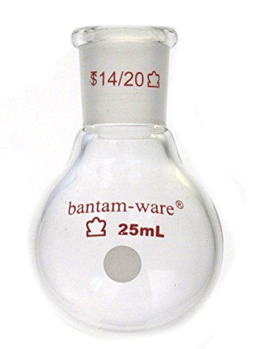 Kimble 294000-0025 Heavy Wall Round Bottom Flasks, Single 14/20 Standard Taper Neck, Borosilicate Glass, 25 ml