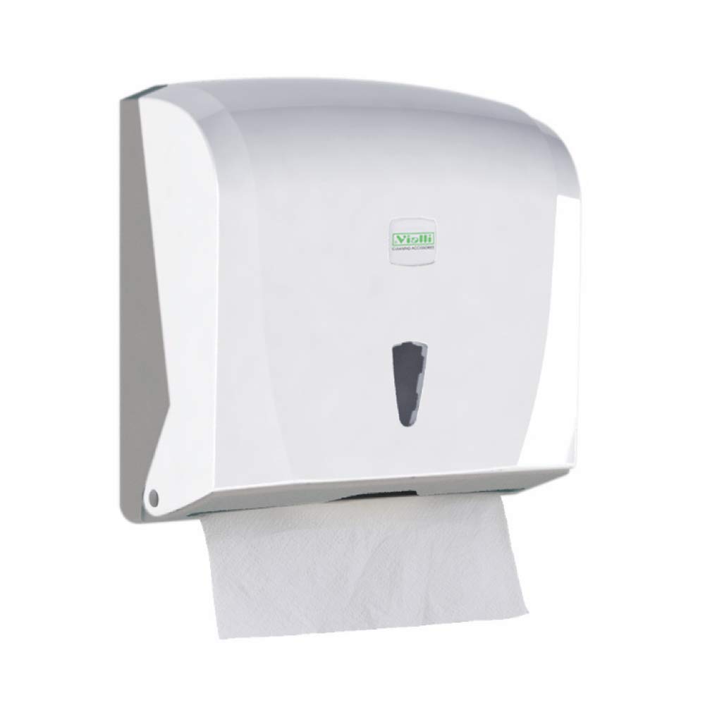 Vialli Dispenser per asciugamani di carta per ZZ e piegati a strati – moderno dispenser per asciugamani pieghevoli per prelievo di fogli singoli, bianco