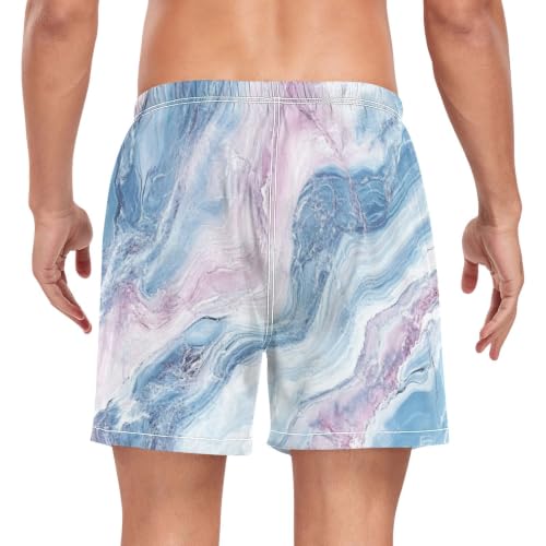 Bañador para hombre de playa y gimnasio pantalones cortos de mármol azul claro 2