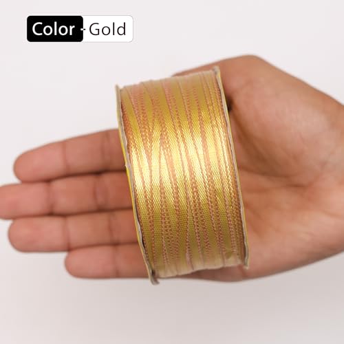 Embroiderymaterial Gota Trim Lace Rolls, 100 Meter, for Saree Dupatta Dresses & Blouses-Gold-1 Roll