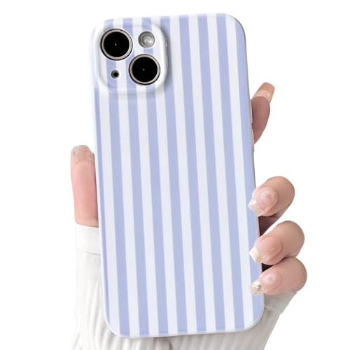 Lovmooful Compatible for iPhone 14 Case Cute Aesthetics Color Silm Striped with Glossy Film Design for Girls Women Soft TPU Shockproof More Protective Girly for iPhone 14 Case-Blue by Lovmooful - Used condition - US$7.49