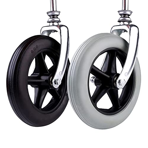 LekLai 2-Teiliges Set Rollstuhl-Vorderräder Mit Vordergabeln (Jeweils), Ersatzräder Für 7-Zoll-Gehhilfen Und Rollatoren, Geeignet Für Die Meisten Manuellen Rollstühle