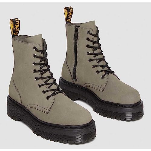 Image of Dr. Martens, Jadon 8-Eye Leather Platform Boot for Men and Women, White Polished Smooth, 7 US Women /6 US Men