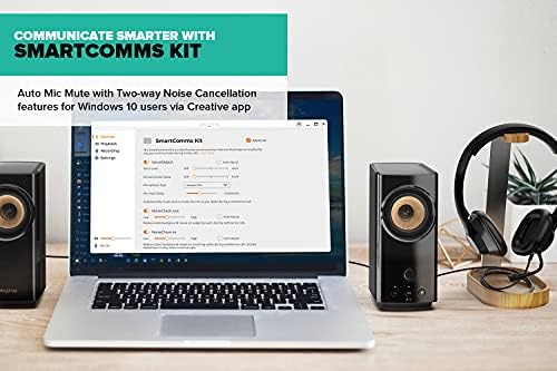 CREATIVE T60 2.0 Compact Hi-Fi Desktop Speakers with Clear Dialog and Surround by Sound Blaster, SmartComms Kit, USB-C Audio, Mic and Headset Ports, Bluetooth 5.0, Up to 60W Peak Power, for Computers