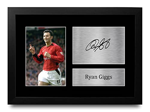 Impression photo Ryan Giggs autographe avec cadre A4 noir de haute qualité