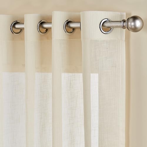 Image of Amazon Basics - Sheer Door Curtains | Light Filtering | 7 Feet | Set of 2 | Plain Design | for Living Room, Bedroom & Balcony | 115 cm x 210cm, Color - Cream