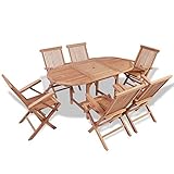 ARKEM Set de Comedor de jardín 7 Piezas Conjunto Mesa y sillas Jardin Mesa Comedor Exterior Muebles para Patio de Madera Maciza de Teca