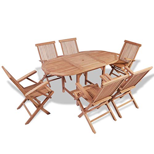 Chusui 7-TLG. Garten-Essgruppe, Gartenmöbel Set, Gartengarnitur, Garten Sitzgruppe, Lounge Set, Loungemöbel, Teak…