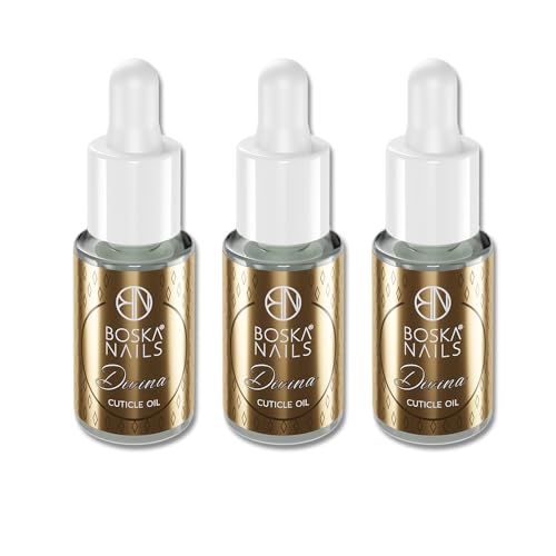 Boska Nails Divina Olio per Cuticole – Confezione da 3 pezzi, trattamento di lusso per unghie perfette, 5 ml con olio di mandorle, olio di avocado, olio di jojoba e vitamine per le unghie