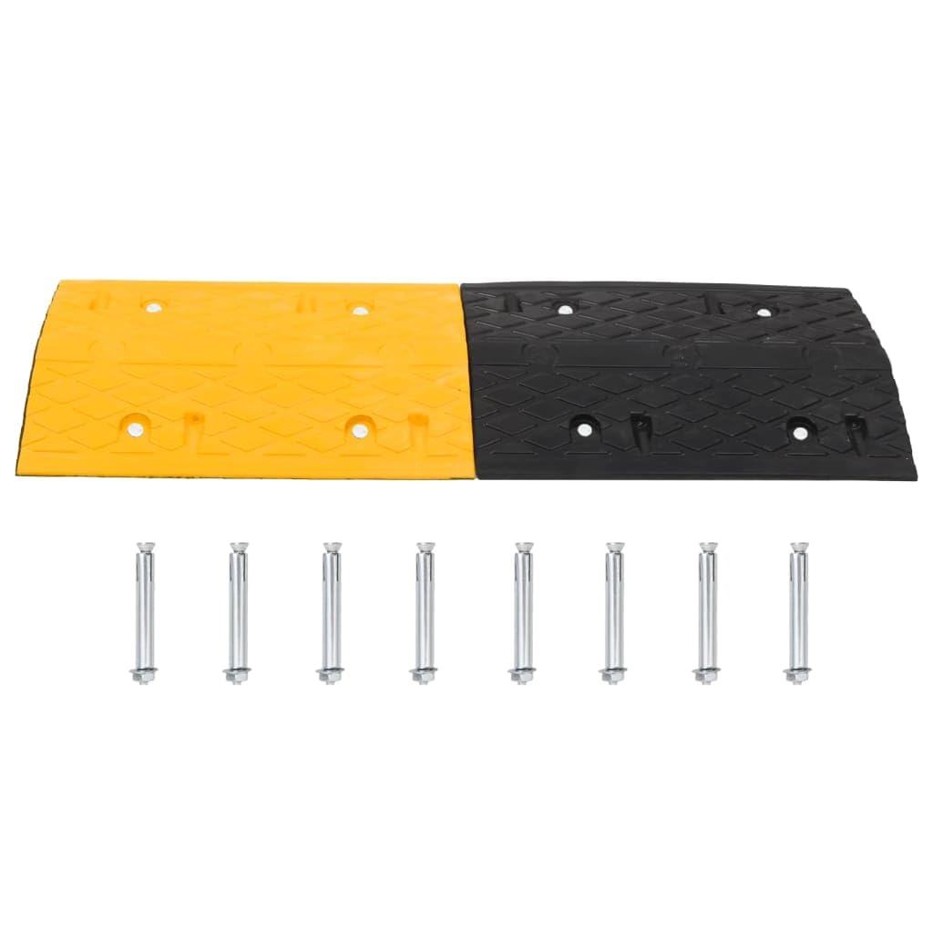 vidaXL Dosso Giallo e Nero 323x32,5x4 cm in Gomma, dissuasore di velocità, rallentatore, dosso in gomma, dosso artificiale, dosso stradale