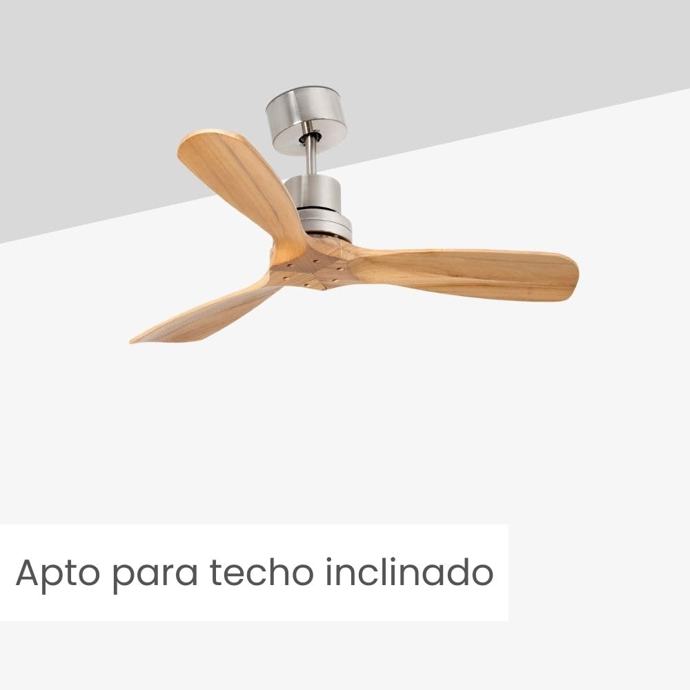 FARO BARCELONA 33509DC - MINI LANTAU Ventilador de techo níquel mate/pino con motor DC