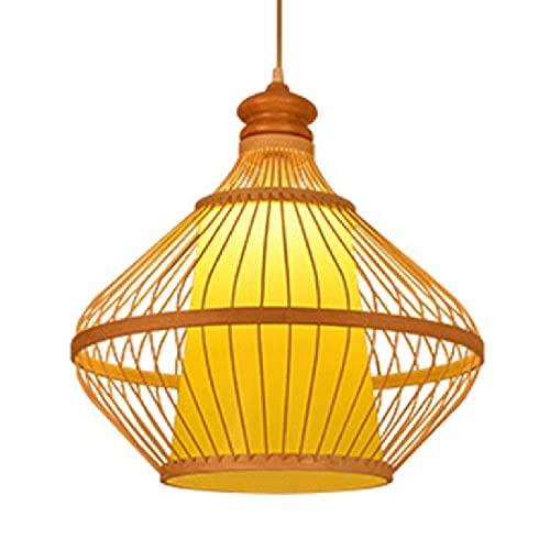 Lustre en bois suspendu artisanal et rotin tressé de haute qualité