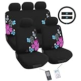 Suede Flowers 12-piece Automotive Seat Cover Set
