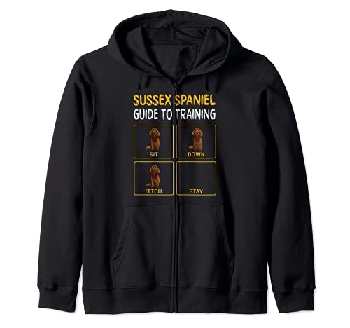 Funny Sussex Spaniel Guide To Training Dog Obedience Zip Hoodie, Black