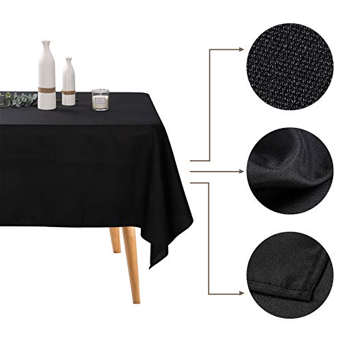 Ascoza 2Pack 90X132 Inch Black Rectangular Tablecloth 8 Feet Table Cloth In Polyester Fabric For Wedding/Banquet/Restaurant/Parties #TOP1