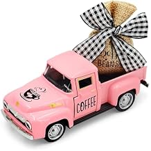 Pink Mini Metal Truck Decor Farmhouse Coffee Bar Decor - Vintage Truck Decor for Countertop, Tiered Tray, Coffee Station