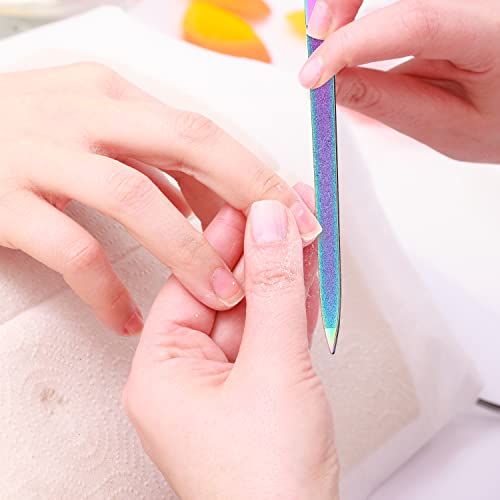 6 Pieces Diamond Nail File Stainless Steel Double Side Nail File Metal File Buffer Fingernails Toenails Manicure Files For Salon And Home (Rainbow Color, 7 Inch) #TOP5