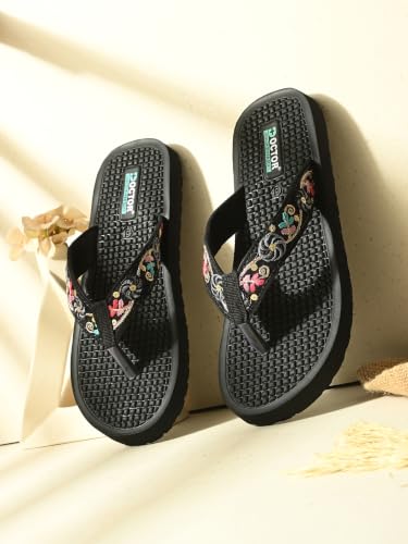 Image of DOCTOR HEALTH SUPER SOFT Women Flip Flops Slippers | Embroidered Comfortable Toe-Ring Sandals for Women | Lightweight Soft Cushioned Everyday Wear Casual Chappals