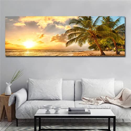 Grand tableau paysage marin sur toile sans cadre 70x210 pour rénover la décoration murale du salon