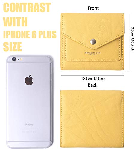 Small Leather Wallet for Women, RFID Blocking Women's Credit Card Holder Mini Bifold Pocket Purse (Limited Edition-Ice Yellow)