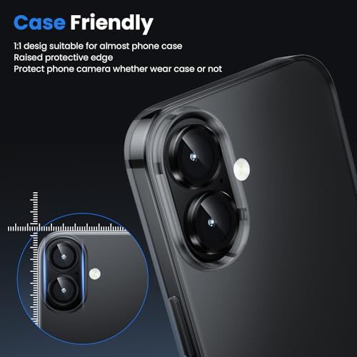 Image of Lensarmor Compatible With Black Iphone 16 Camera Lens Protector /Iphone 16 Plus Camera Lens Protector - 9H Hardness, Premium Iphone 16 Lens Protector, Does Not Affect Flash Shots