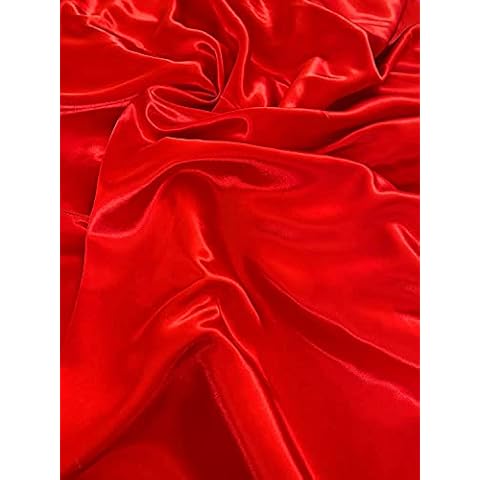 100% Polyester/Poly Silk Premium Silky Satin Fabric, Dressmaking, Wedding, Prom - Dress Craft Fabric Material 58" - 150 cm Wide Sold As 1 Meter Pre - Cut Lengths (Red) Cover