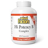 Natural Factors Vitamin B Complex 50 mg, VALUE SIZE, 210 Capsules, Enhances Energy Levels, Full Spectrum B Vitamin, Proudly Canadian