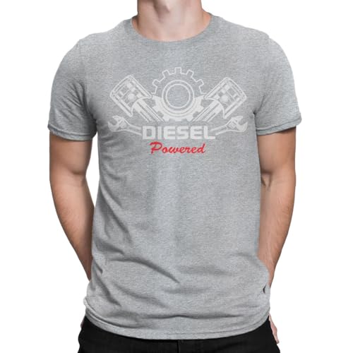 Image of Diesel Powered Funny Auto Repair Garage Mechanic Mens T-Shirts Tee Top #TA-89 M Sport Grey
