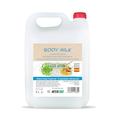 Body milk aloe vera y leche de almendras 5 litros - loción hidratante corporal - cuidado diario de todo tipo de piel - uso frecuente en hoteles, spas, alojamientos y colectividades - Intercabo