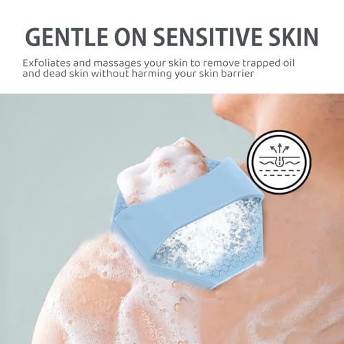 Antimicrobial Silicone Body Scrubber, Exfoliating Shower Scrubber for Sensitive Skin Eco Friendly (Blue), Multicolor - Image 4